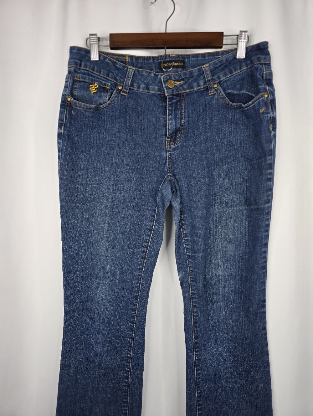 Rocawear Y2K Junior's Size 11 Bootcut Blue Denim Jeans R Logo Pockets Stretch - Picture 4 of 16